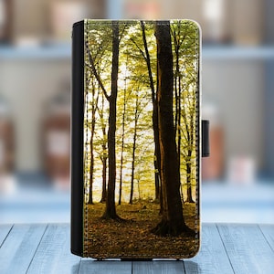 Funda de piel con diseño de flores para iPhone 12, 13, 14, 15 Pro mini y Max, Xiaomi, Alcatel. Funda de piel sintética con diseño de girasol, amapola o árboles