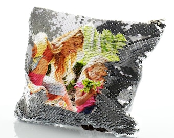 Personalized Sequin Pouch, Custom image Design, Cosmetic Bag, pencil case