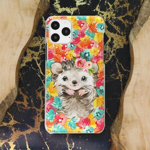 Floral Hedgehog Phone Case | Woodland Animal Polycarbonate Cover