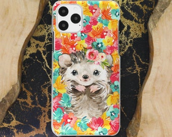 Floral Hedgehog Phone Case | Woodland Animal Polycarbonate Cover