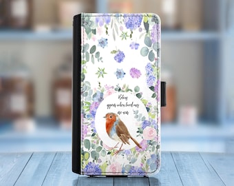 Leather phone case for Motorola, Oppo models, PU wallet cover with Robin design