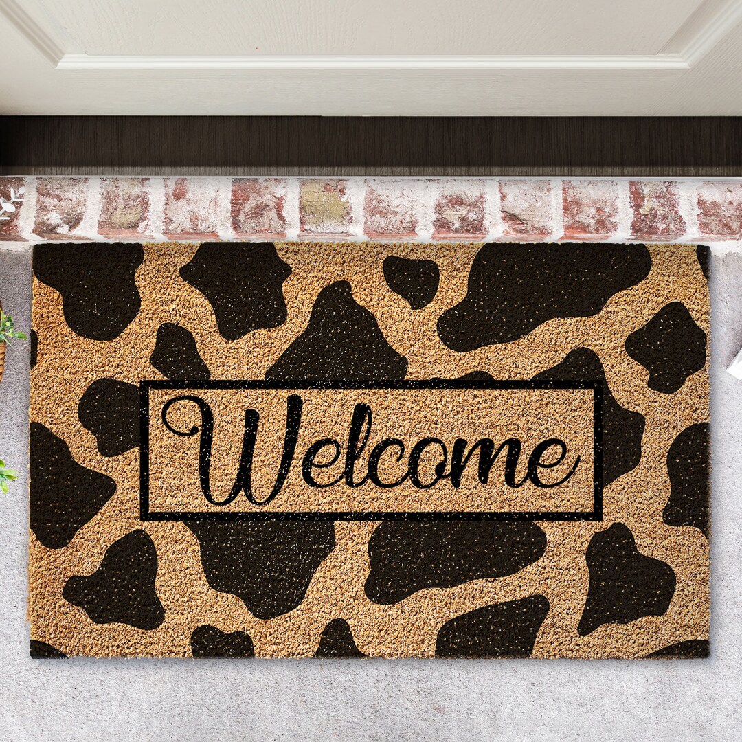 Coir Doormat With Welcome Animal Print Design | Door Mat | Cow Print ...