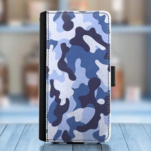 Leather phone case for Huawei, Lenovo models, PU wallet cover with camouflage design