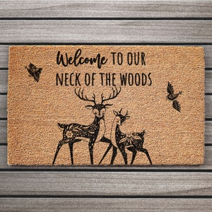 Deer/ Stag Coir Doormat with Welcome | Door mat | Welcome Rug | Front door Woodland animal