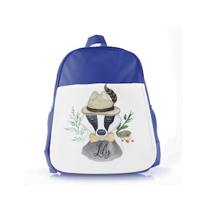 Personalised badger kids Bag Customised with Name great backpack for nursery and young children