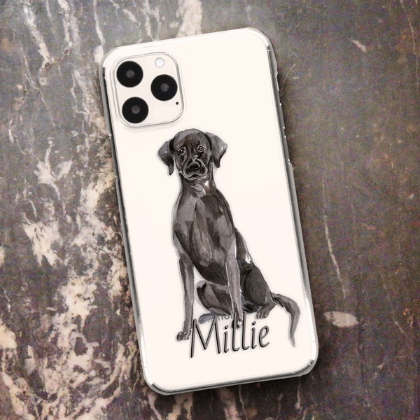 Personalized Labrador phone case with name or initial on a plastic hard cover for Apple iPhone SE SE2 5 6 7 8 11, 12 13 14 , Xiaomi Redmi