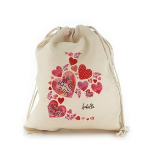 Personalized Love Design Bags / Sack Customised with Initial / Name / Text/ Valentines Treat Bag, Personalized Valentine's Day Gift Bags