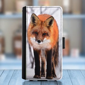 Leder Handytasche für Motorola und Oppo, Brieftasche Brieftasche mit Fuchs Igel Deer Design