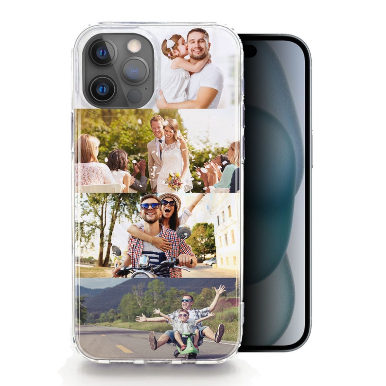 a cell phone case with a collage of people on it
