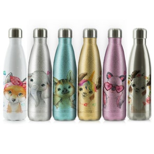 Personalised Elephant Bottle, 500ml Stainless Steel Flask Drink Bottle with custom Name