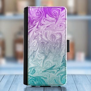 Leather phone case for Motorola, Oppo models, PU wallet cover with swirl design