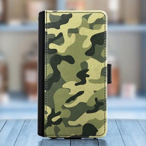 Leder-Hülle für Samsung-Modelle, PU-Brieftasche mit Camouflage-Design
