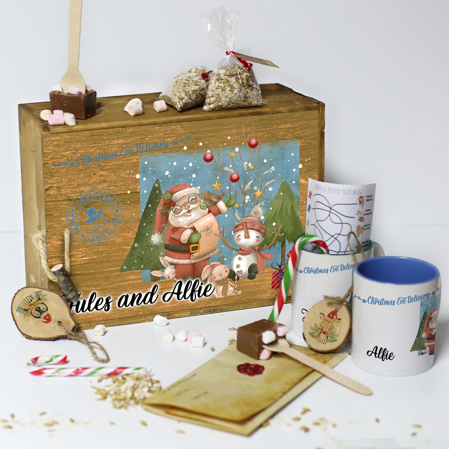 Personalized Name Tag Christmas Eve Box, Wooden December 1st Gift Box, Christmas Eve Crate, Family Holiday Keepsake, Christmas Gift For Kids/Family - View #12