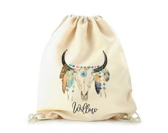 9.5cm x 10cm white satin look drawstring bag printed with this gorgeous design. Personalised skull wedding mini gift bag