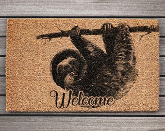 Sloth Welcome Doormat – Funny Coir Mat, Front Porch Decor