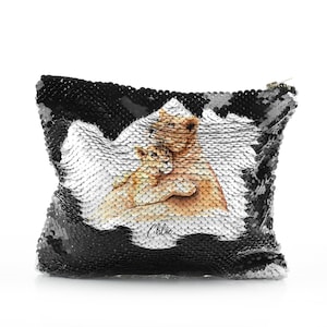 Trousse à paillettes personnalisée, initiale/nom/texte révélateur de magie, trousse de rangement avec fermeture éclair, trousse à maquillage, trousse à crayons, trousse à cosmétiques, cadeau personnalisé pour la fête des mères