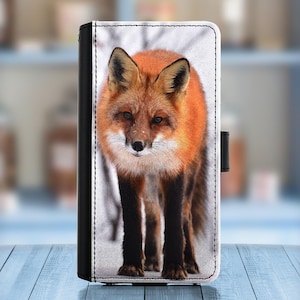 Leather phone case for Nokia, Google models, PU wallet cover with Fox, Deer, Owl design