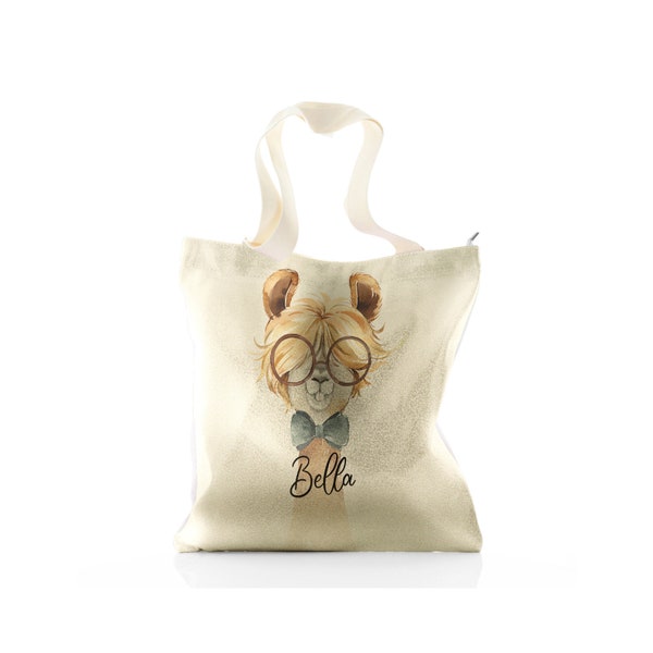 Personalised lama tote bag Customised with Name, ideal shopping, college or gift bag