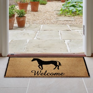 Large Doormat Horse Welcome | Coir Door mat | Welcome Rug | Home