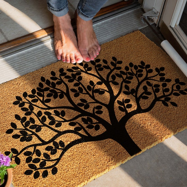 Coir Doormat with Tree Of Life design | Door mat | Welcome Rug | Front door Mat