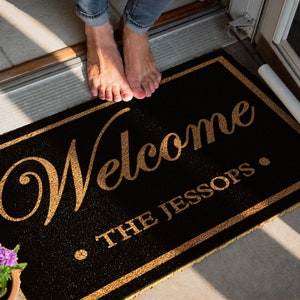 Custom Doormat with Welcome and name | Coir Door mat | Personalised Welcome Rug | Front door Mat