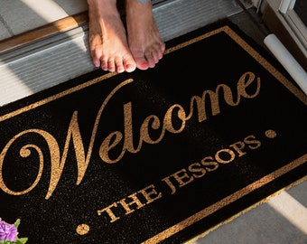 Personalized Coir Doormat | Welcome Family Name Rug