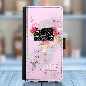 Leather phone case Personalized  for Sony Xperia 10III-XA1-XA2-E3-L4 , Custom Pink Flower PU wallet cover
