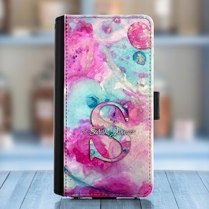 Capa de couro personalizada para modelos Huawei, capa tipo carteira de PU com design de texto em mármore