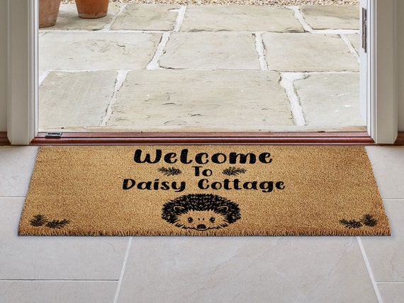 Tapis D Entree Interieur Paillasson Personnalisé Avec Noms - Fibre De Coco 70x40 Cm - Dos Antidérapant - Pour Famille (Adultes 3 Enfants
