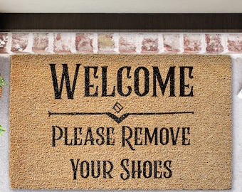 Coir Doormat | Welcome please remove your shoes | Door mat | Welcome Rug | Front Door Mat