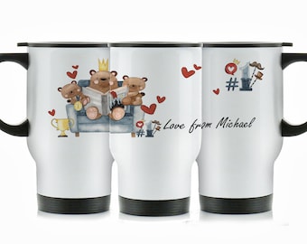 Personalized Fathers Day Travel Mug – Stainless Steel Insulated Thermal Flask