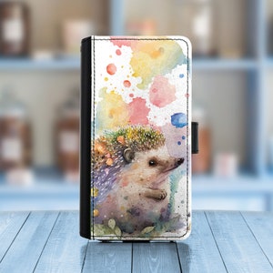 Egelleren telefoonhoesje voor Motorola G4 G5 G6 G7 G8, Oppo, One Plus Cute Woodland Animal op een PU-portemonneehoes