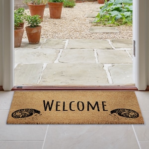 Large Door mat with Hedgehog | Coir Door mat | Woodland animal Welcome Rug
