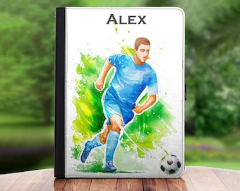 Coque ipad de football personnalisée pour Apple Ipad, housse à rabat en cuir PU design rugby, baseball ou basketball