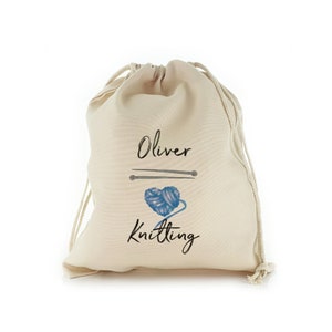 Sac à cordon de couture personnalisé tricot / Sac pour aiguilles et laine ou fil / avec nom personnalisé personnalisé Cadeau de fête des mères
