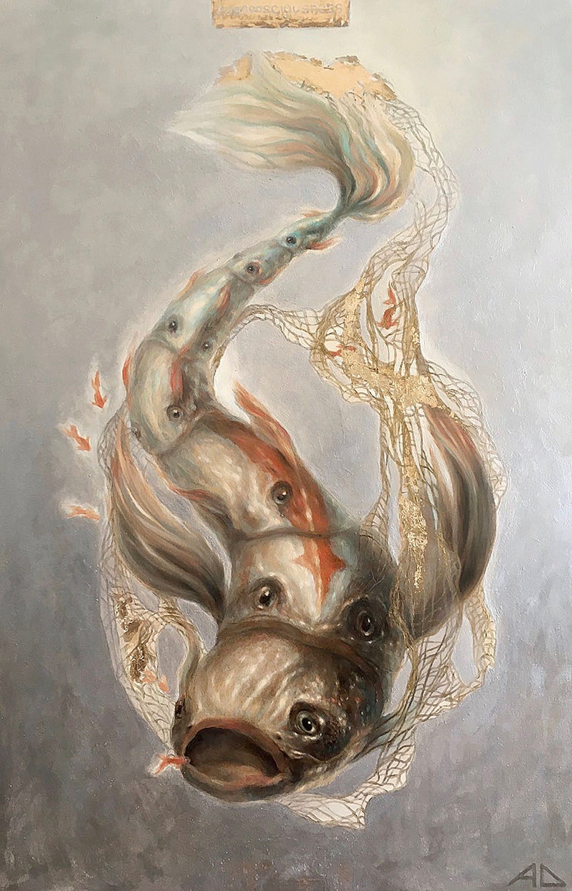 Spiritual Fish Oil Painting Meaningful Original Interior Etsy