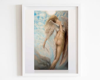 Oil painting Angel woman body wings | Replicating Art | Best spiritual gift | Digital limited copy | Birth of Ease | High quality print