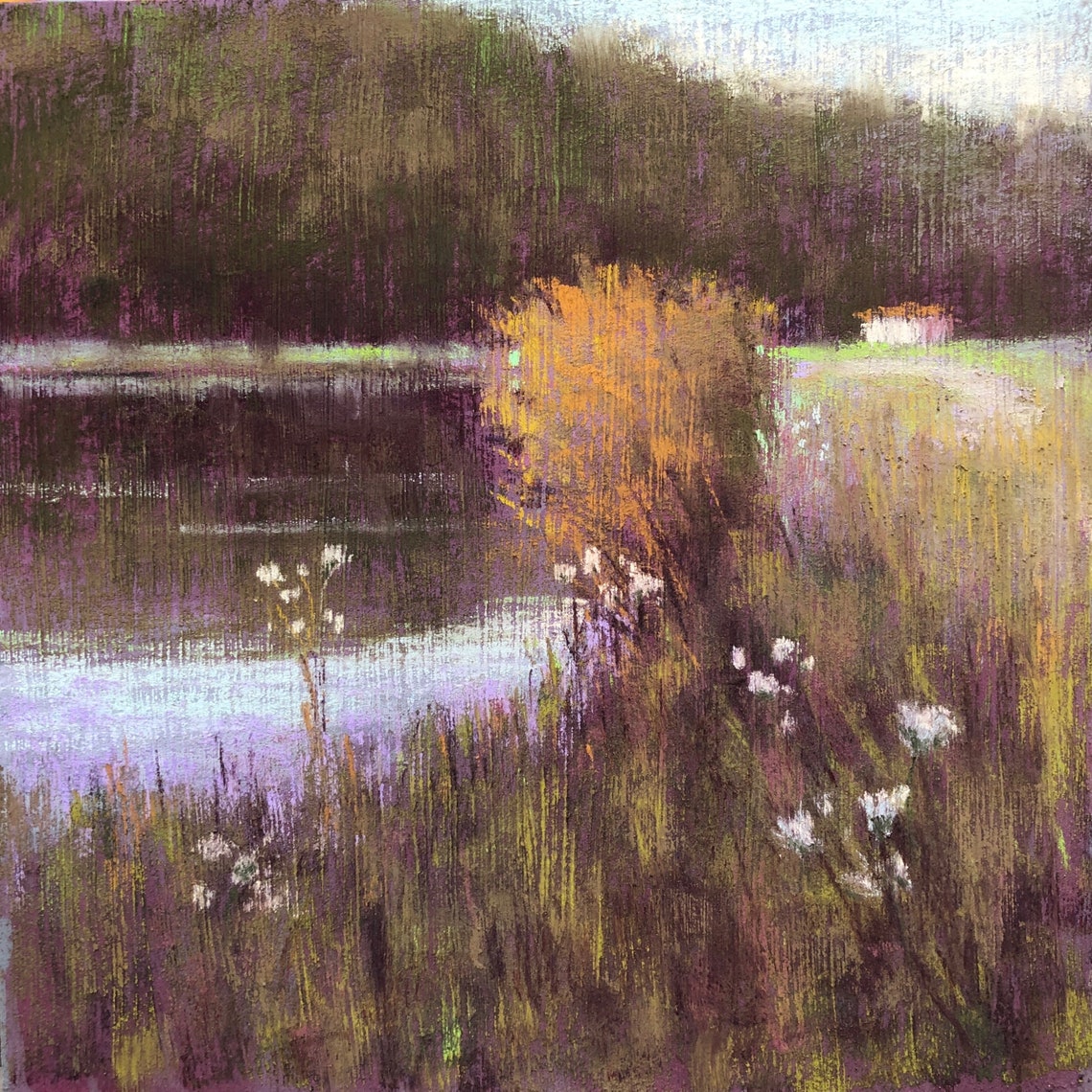 Original Pastel Painting Lake House Etsy
