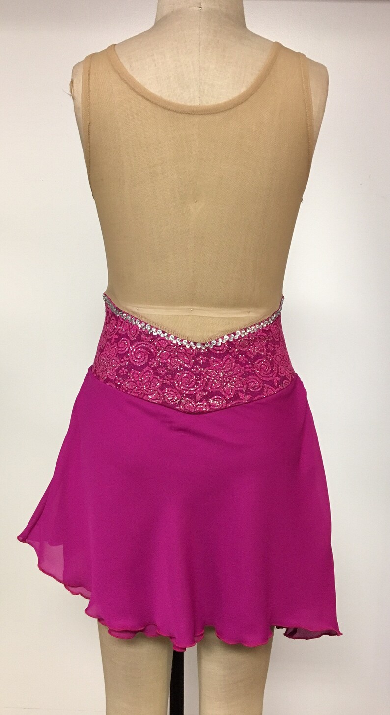 Adult Medium pink lace figure skating dress Etsy