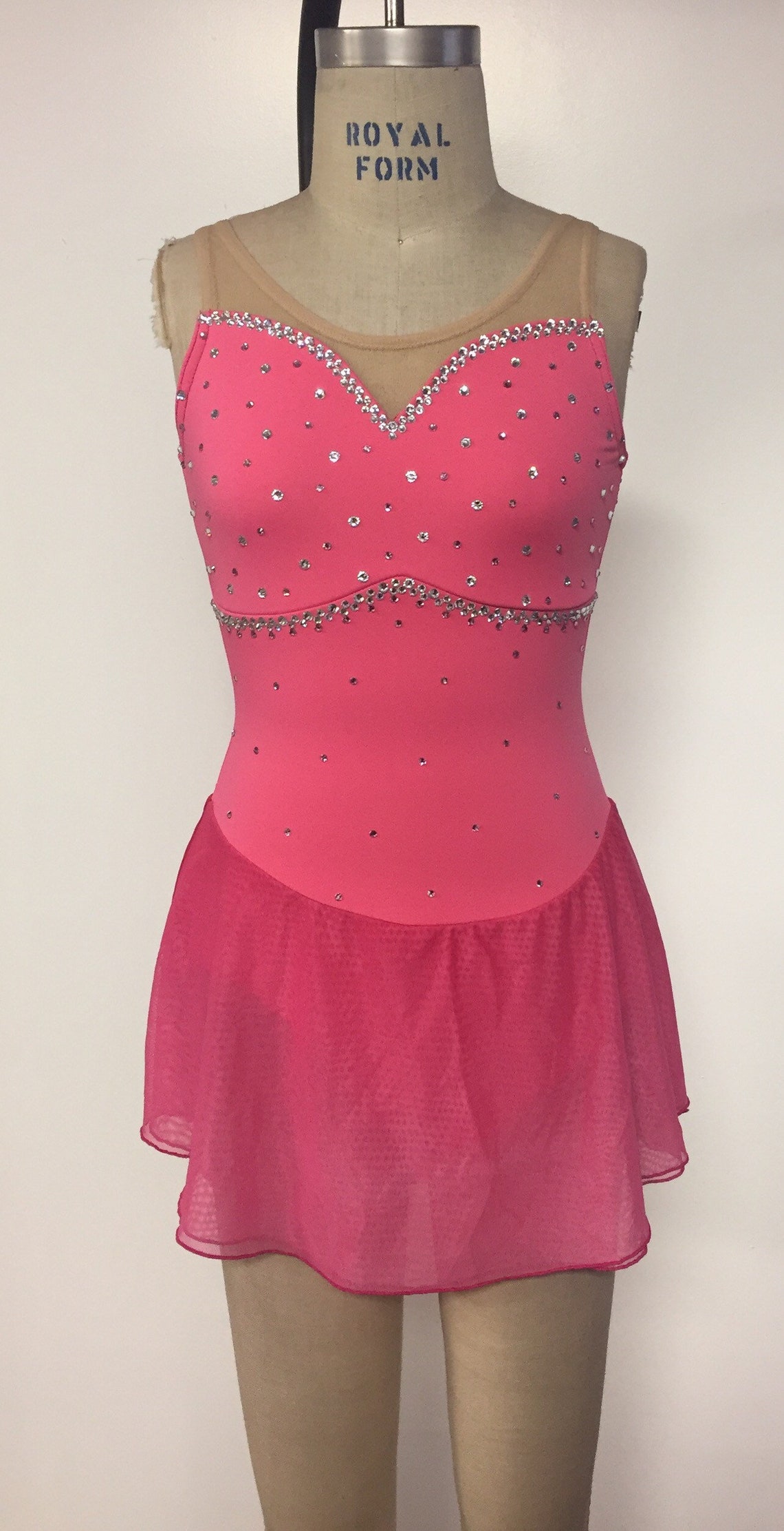 Adult XS pink figure skating dress Etsy