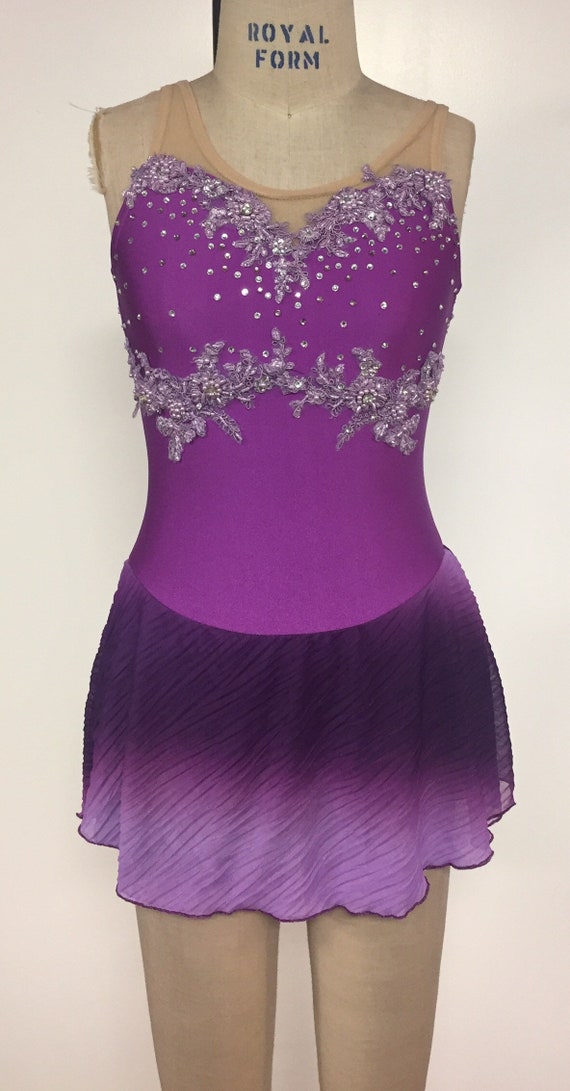 Adult XS purple figure skating dress with ombre skirt. Etsy