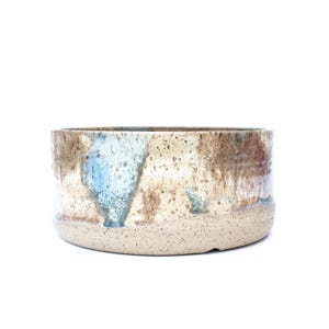 6.5" Speckled Blue Brown Ceramic Planter: Wheel Thrown Stoneware, Texas Artisan Pottery