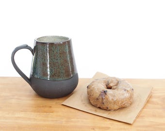 Handcrafted Stoneware Mug: Blue Brown Black Pottery Cup, Texas Made