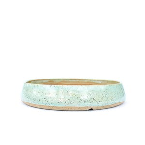 Seafoam Green Ceramic Bonsai Pot: Wheel Thrown Stoneware Planter, 9.5&quot;