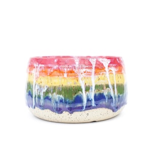 Rainbow Planter Pot with Drainage 5.75" : Wheel Thrown Speckled Stoneware for Succulent or Cactus