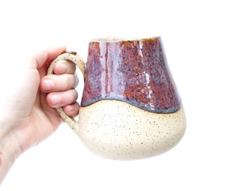 Cranberry Red Handmade Pottery Mug | Wheel Thrown Ceramic Pot | Maroon Speckled Stoneware Coffee Cup