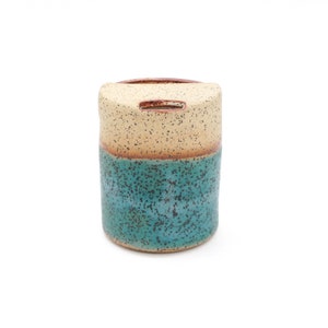 Turquoise Travel Mug To-go Cup with Lid | Wheel Thrown Pottery | Iced Coffee Tea Tumbler | Handmade Ready to Ship Gift | Beach Vibe Decor