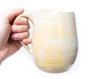 Biscotti Yellow Ceramic Mug with Handle | Wheel Thrown Stoneware Pottery Handcrafted in Texas