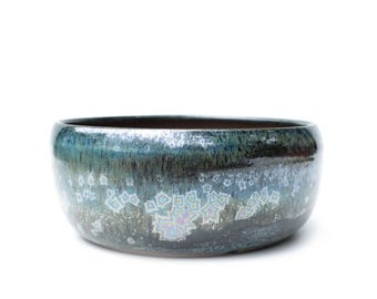 6" Crystal Blue Ceramic Succulent Planter: Pottery Plant Pot