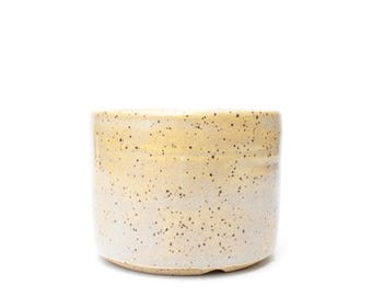3.25" Small Buff Ceramic Succulent Planter: Pastel Speckled Stoneware Pottery Pot